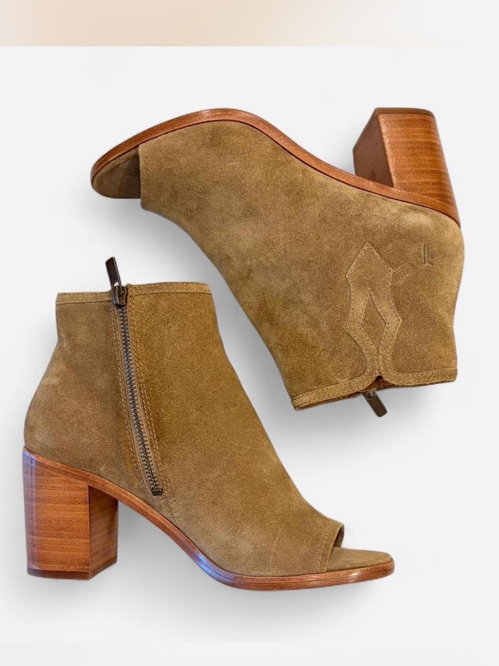 Women Frye Suede Peep-Toe Ankle Boots